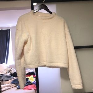 Never worn comfy white faux fur top
